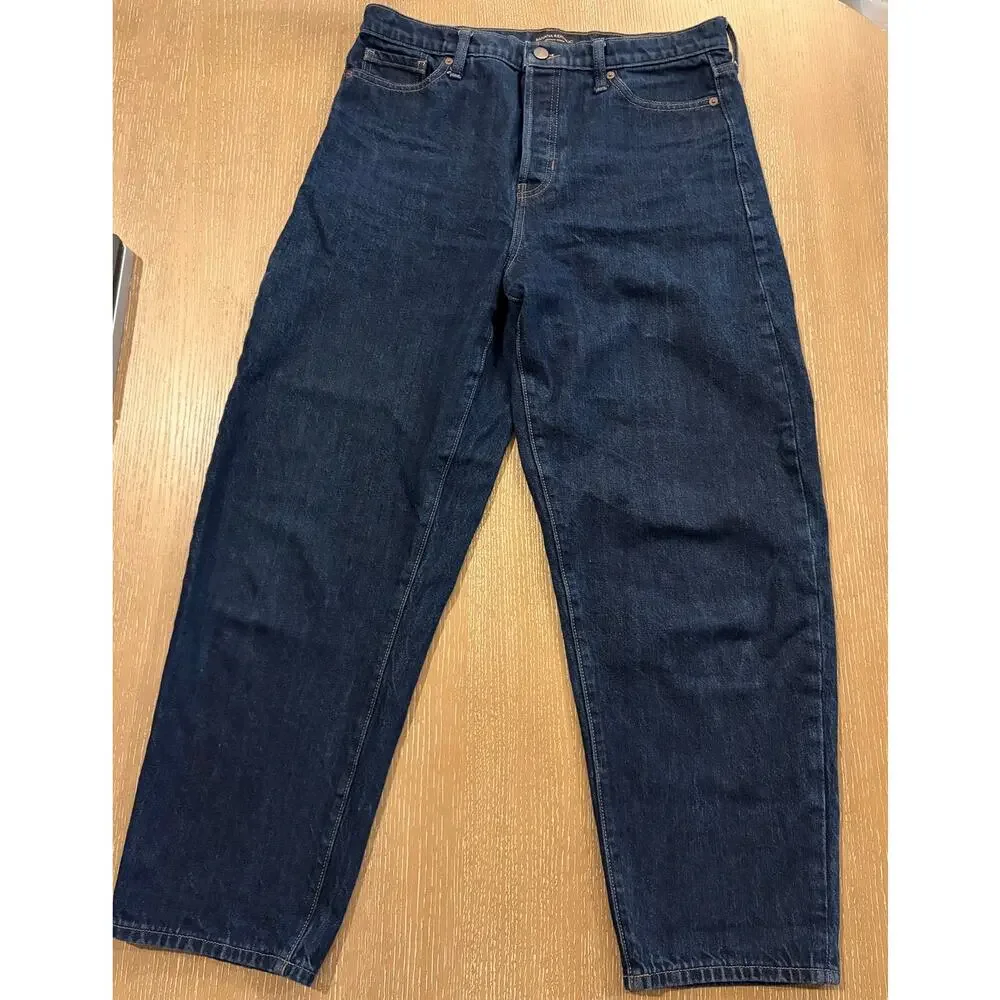 Banana Republic Jeans Women 30 Dark Wash Ultra High Rise Barrel Leg Button Fly - Picture 5 of 10